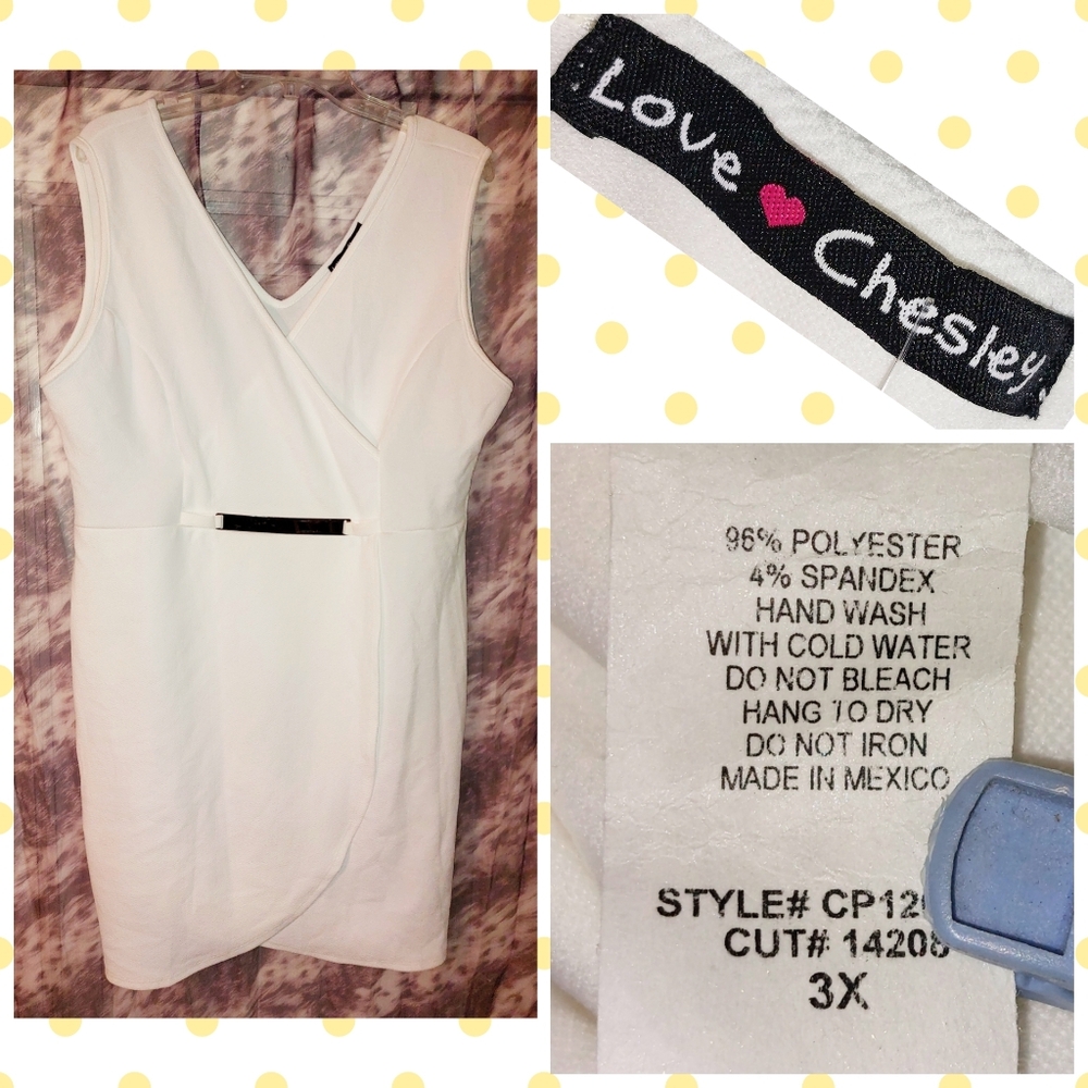 Love Chesley brand White Soft Knit Bodycon Faux Wrap Tank Dress Jrs Plus Sz 3X